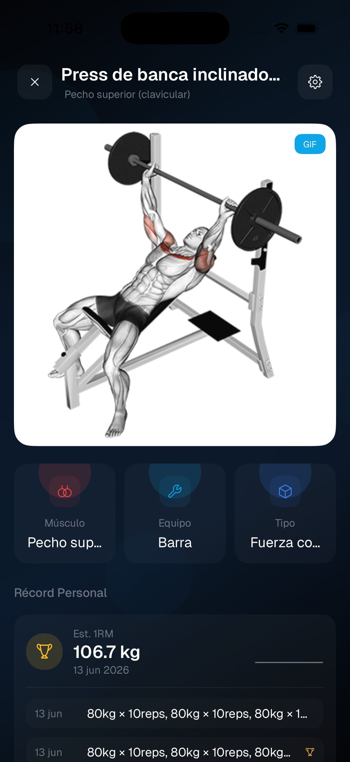 Detalle de ejercicio con guía en Myosin