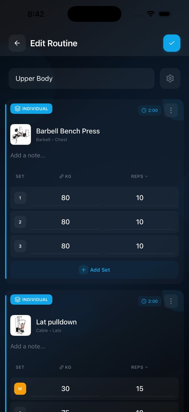 Routine builder