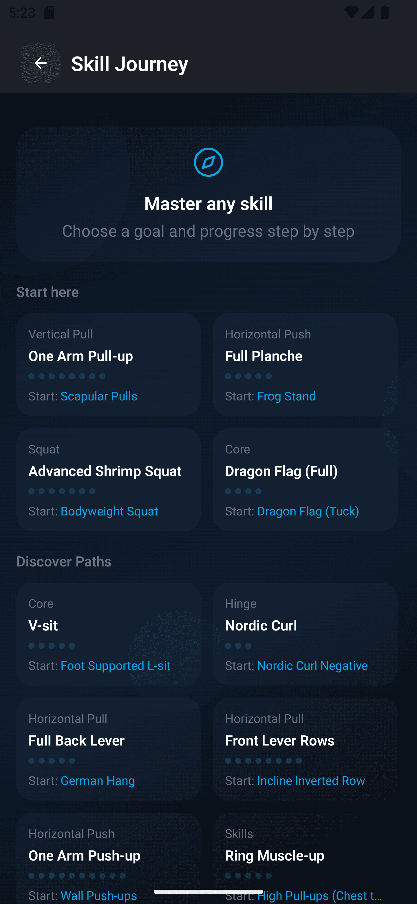 Skill progression paths